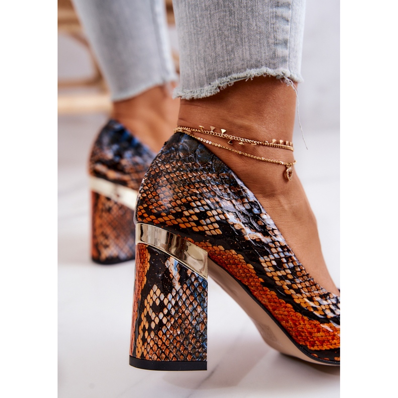 Lewski Shoes Escarpins Cuir Lewski Snake 3117 Orange-Marron brun 1
