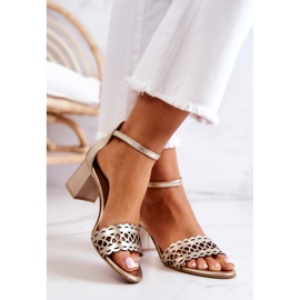Lewski Shoes Sandales Cuir Ajourées Lewski 2869/2 Doré d'or 2