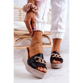 Lewski Shoes Chaussons compensés en cuir Lewski 3062 Noir 2