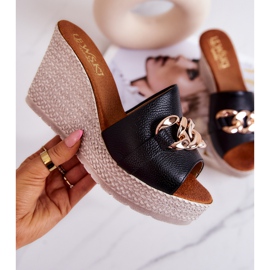 Lewski Shoes Chaussons compensés en cuir Lewski 3062 Noir 1