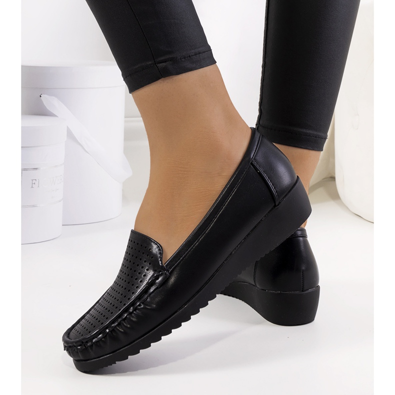 Mocassins noirs sur le talon compensé Dalal le noir 1