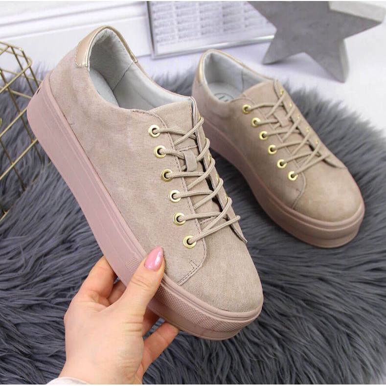 Baskets sur la plate-forme Filippo W PAW315 beige 1