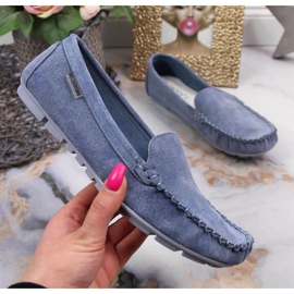 Mocassins en cuir Vinceza W WM695E bleu 1