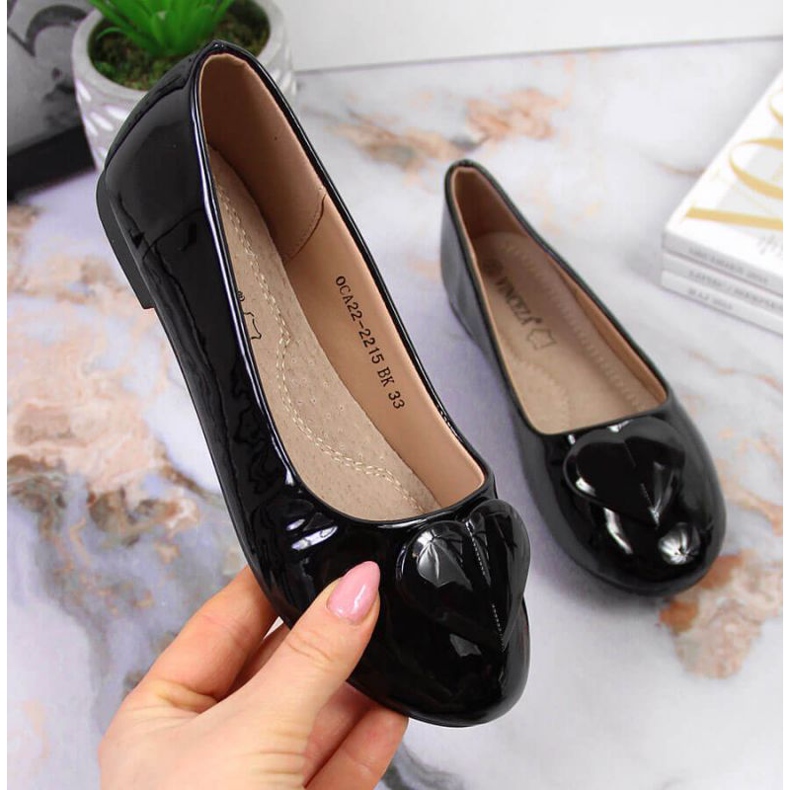 Ballerines avec un coeur Communion Vinceza Jr JAN78A noir 1