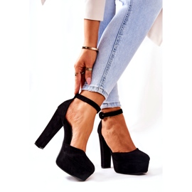 SEA Escarpins Femme à Talon Plateforme En Daim Noir Netel 1