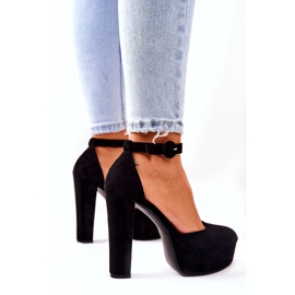 SEA Escarpins Femme à Talon Plateforme En Daim Noir Netel 2