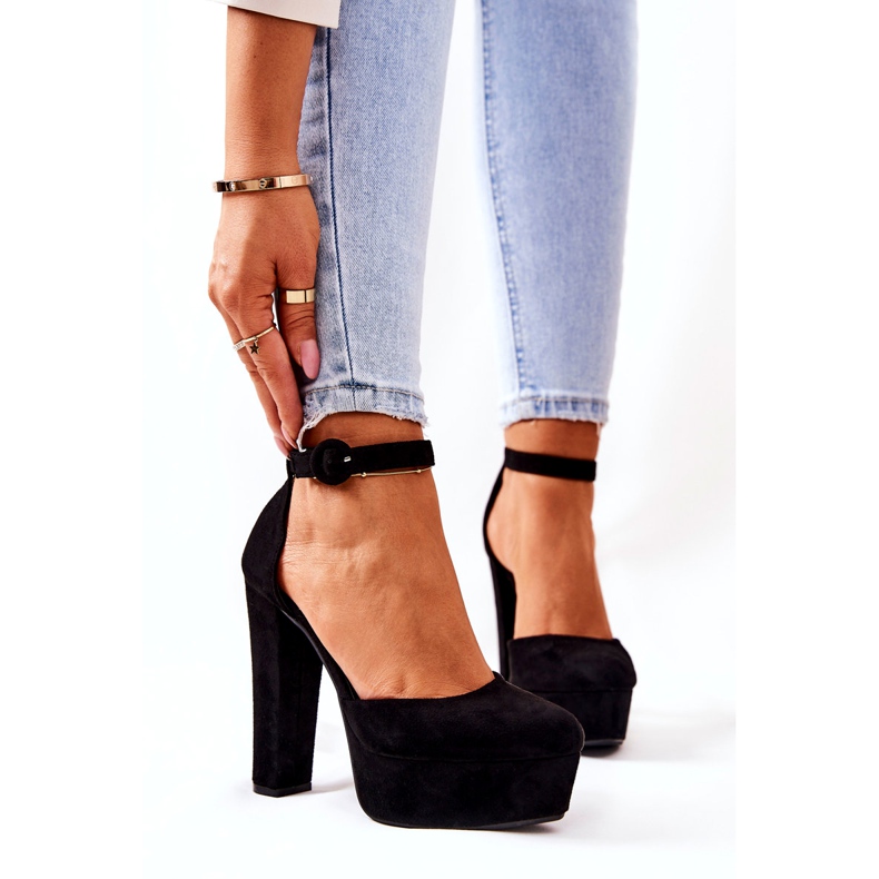 SEA Escarpins Femme à Talon Plateforme En Daim Noir Netel 5