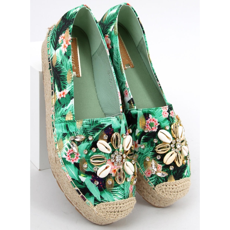Espadrilles à coquillages Manami Flower Vert 1