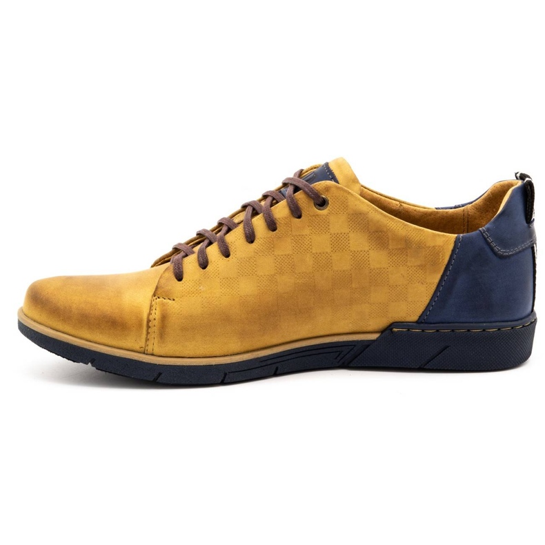 Polbut Chaussures décontractées en cuir pour hommes 2114 rouge multicolore jaune 2