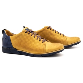 Polbut Chaussures décontractées en cuir pour hommes 2114 rouge multicolore jaune 3