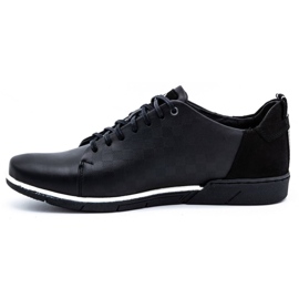 Polbut Chaussures décontractées en cuir pour hommes 2114 noir 1