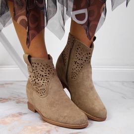 Bottes ajourées sur le coin Filippo W PAW316B beige 3
