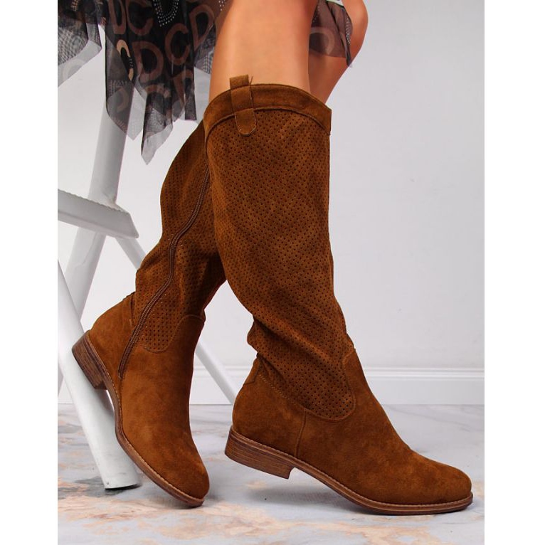 Bottes de printemps ajourées S. Barski W OLI139B camel brun 1