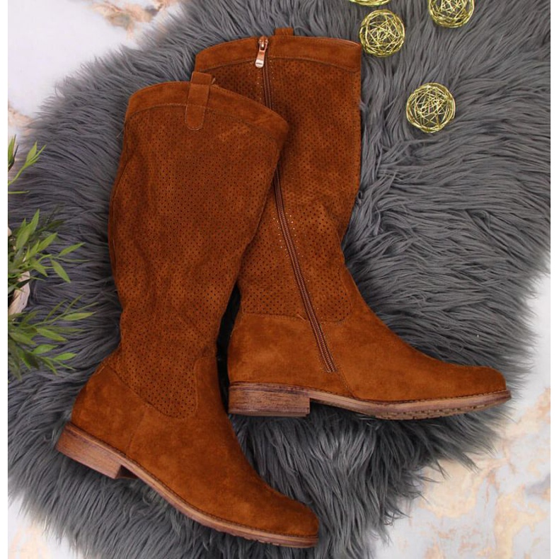 Bottes de printemps ajourées S. Barski W OLI139B camel brun 2