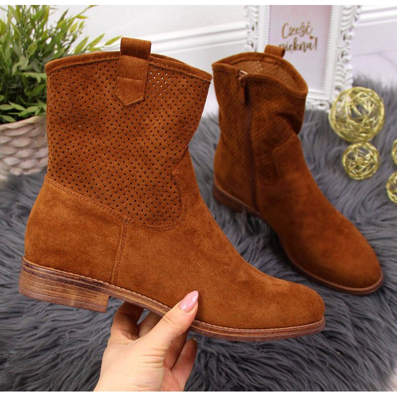Bottes ajourées S. Barski W OLI140A camel brun 1