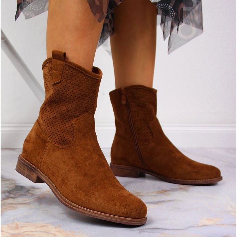 Bottes ajourées S. Barski W OLI140A camel brun 2