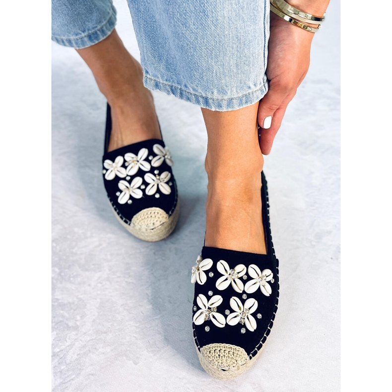 Elif Espadrilles noires à coquillages le noir 1