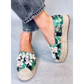 Elif Espadrilles vertes à coquillages 1