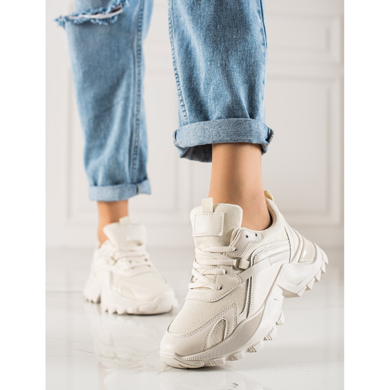 TRENDI Baskets mode beiges 2