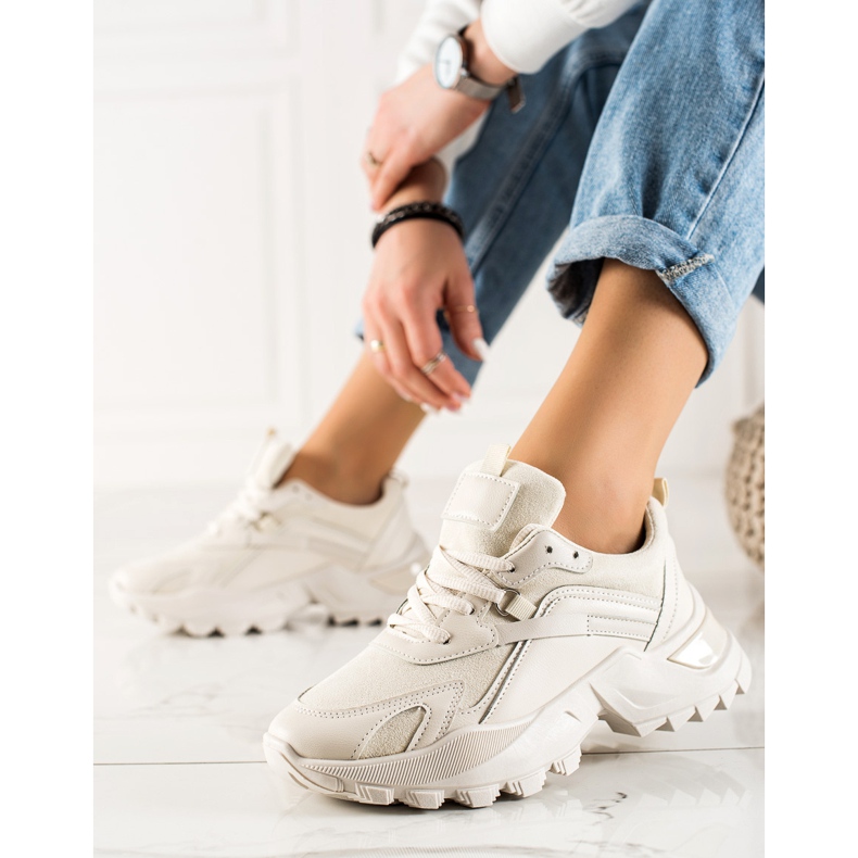 TRENDI Baskets mode beiges 1