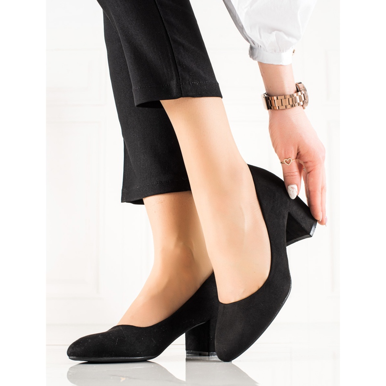 TRENDI Escarpins en daim classiques le noir 1