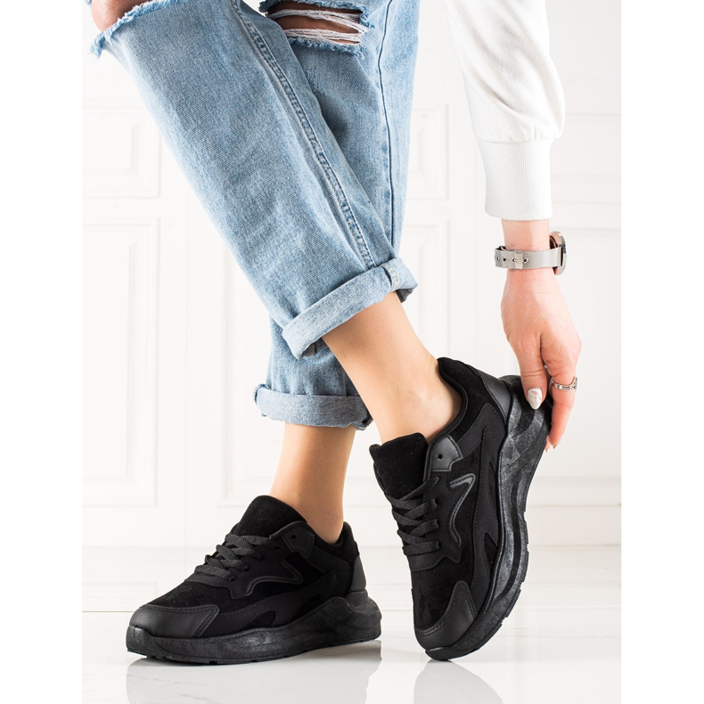 TRENDI Baskets en daim le noir 2