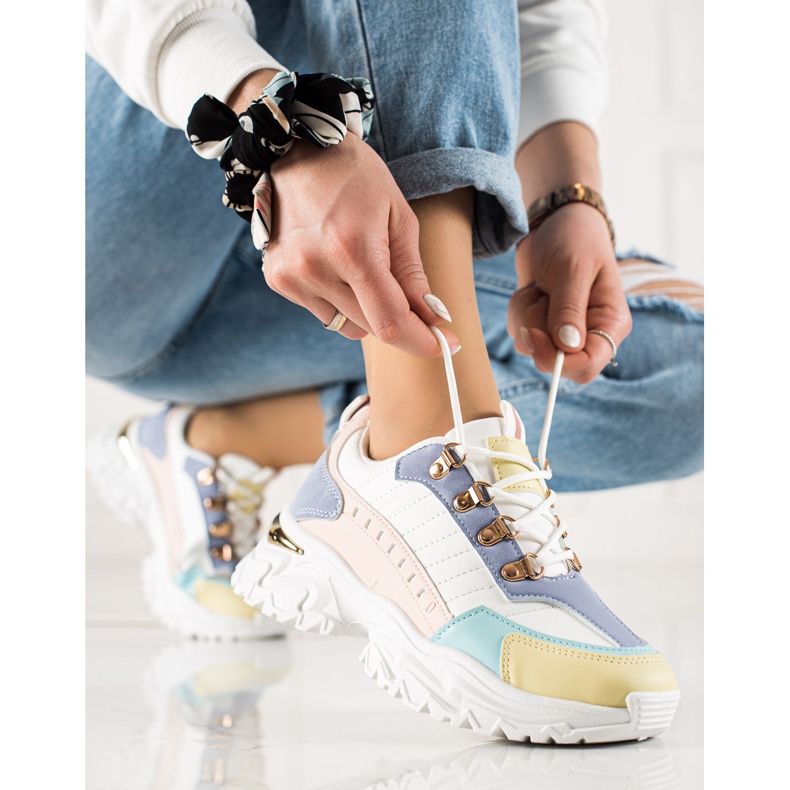 TRENDI Baskets colorées élégantes blanche multicolore 1