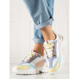 TRENDI Baskets colorées élégantes blanche multicolore 2