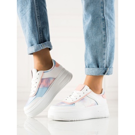 TRENDI Baskets Blanches Sur Une Large Plateforme multicolore 2