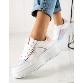 TRENDI Baskets Blanches Sur Une Large Plateforme multicolore 3
