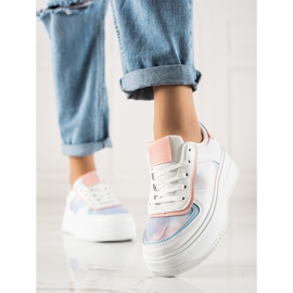 TRENDI Baskets Blanches Sur Une Large Plateforme multicolore 1