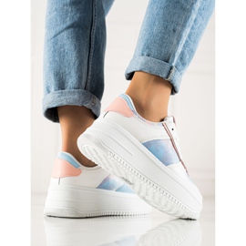 TRENDI Baskets Blanches Sur Une Large Plateforme multicolore 4