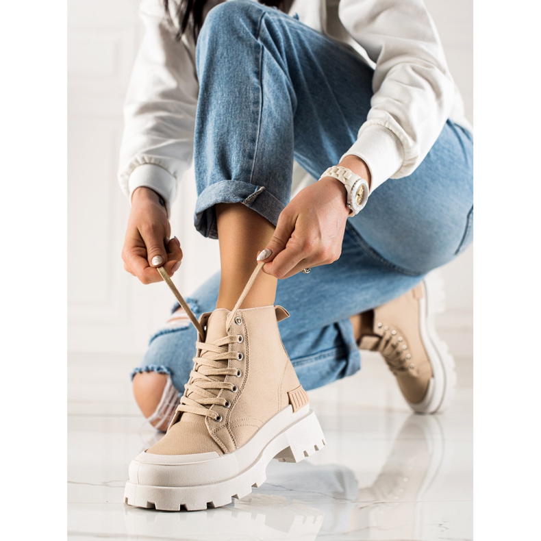 Seastar Baskets hautes sur la plate-forme beige 1