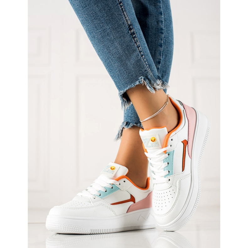 TRENDI Baskets blanches à la mode multicolore 1