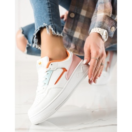 TRENDI Baskets blanches à la mode multicolore 3