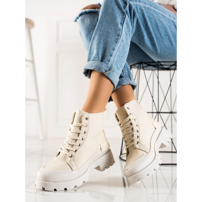 Seastar Baskets montantes à la mode sur la plate-forme beige 1