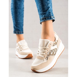 TRENDI Baskets attachées sur la plate-forme beige 2