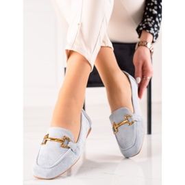 Mocassins en daim élégants bleu 2
