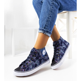 Baskets montantes bleu marine 1