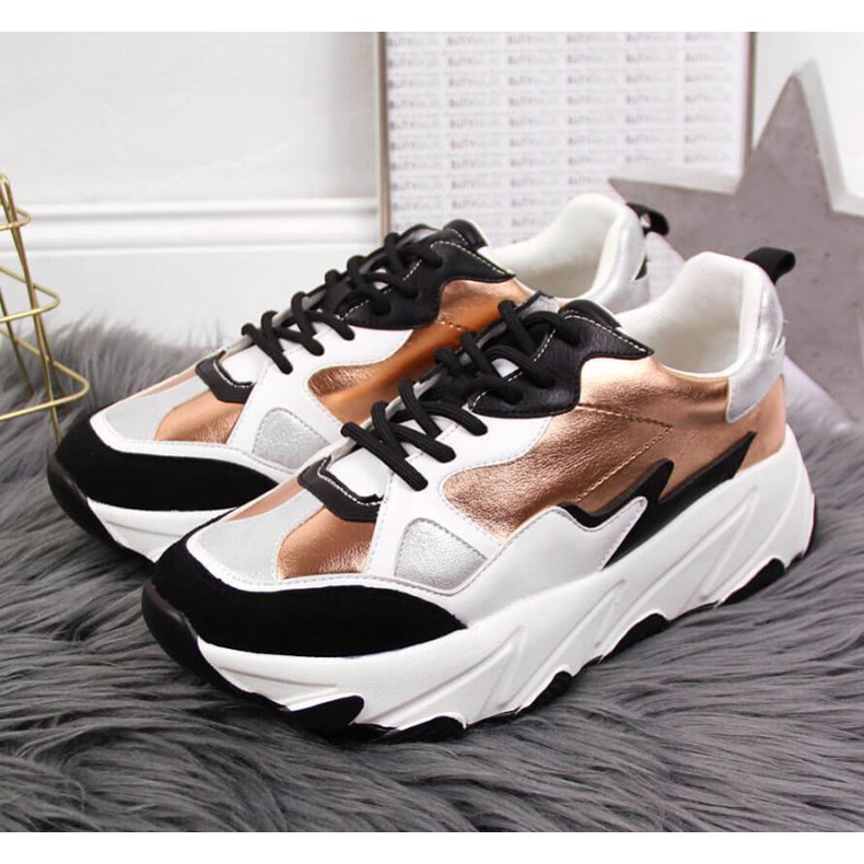 Baskets à plateforme Potocki W WOL53 blanc et or doré 2