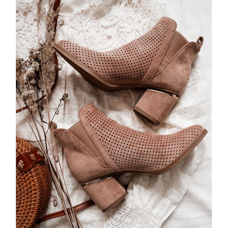 PS1 Santiags Ajourées Daim Beige foncé Helloni 1