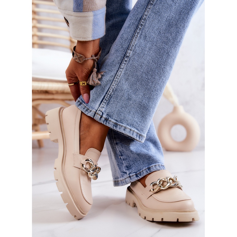 FB1 Mocassins Cuir Chaîne Beige Amiable 2 FB1 Mocassins Cuir Chaîne Beige Amiable 2