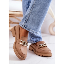 FB1 Mocassins Cuir Chaine Beige foncé A l'Amicable 2