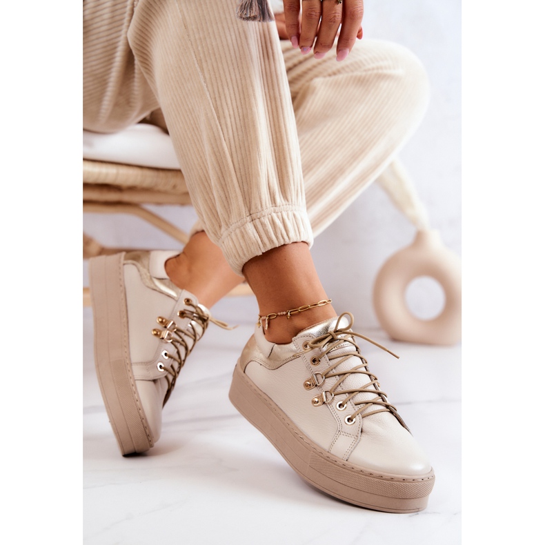 FILIPCZYK Chaussures De Sport En Cuir Sur Une Plateforme Mary Ann Beige Clair 1