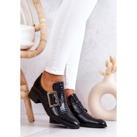 Chaussures En Cuir Avec Boucle Noir Taliya 1