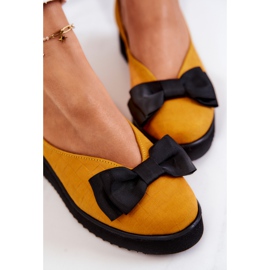 Ballerines en suède sur la plateforme Maciejka 05062-07 Jaune le noir 6