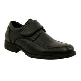 American Club Chaussures garçons insert en cuir pour velcro kom37 / 22 noir 1