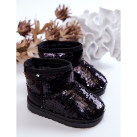 FR1 Bottes De Neige Chaudes Enfant Avec Paillettes Éclat Noir 1
