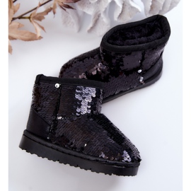 FR1 Bottes De Neige Chaudes Enfant Avec Paillettes Éclat Noir 2