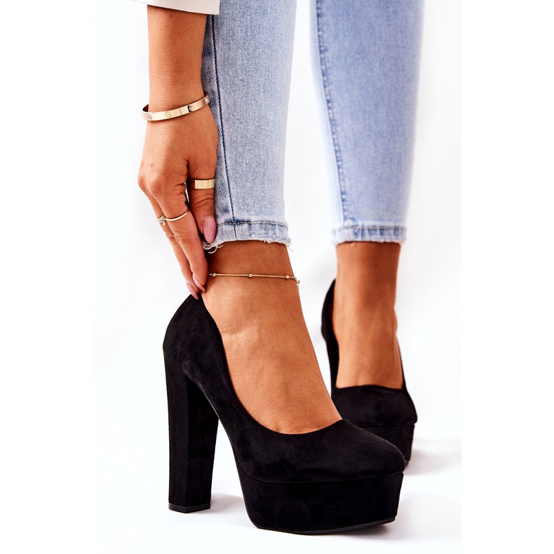 WS1 Escarpins en daim sur la plate-forme noire Bemiso le noir 1